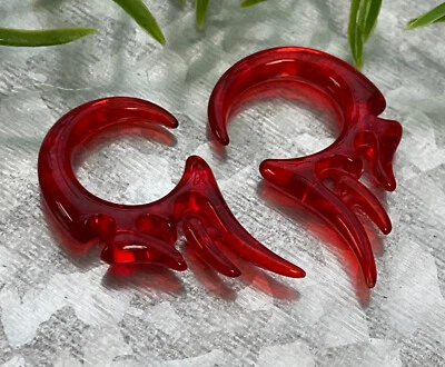 一对部落翼锥形衣架扩展器插头隧道仪表身体珠宝首饰 — 第 1/2 张图片