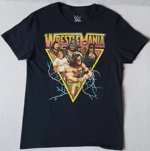 WWE Wrestling WRESTLEMANIA Various Wrestlers Pictured Size Medium Black T-Shirt - Picture 1 of 4