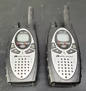 2-Midland X-tra GXT-400 Black/Silver Handheld 22 Channels 10 Mile Two Way Radios - Picture 1 of 8