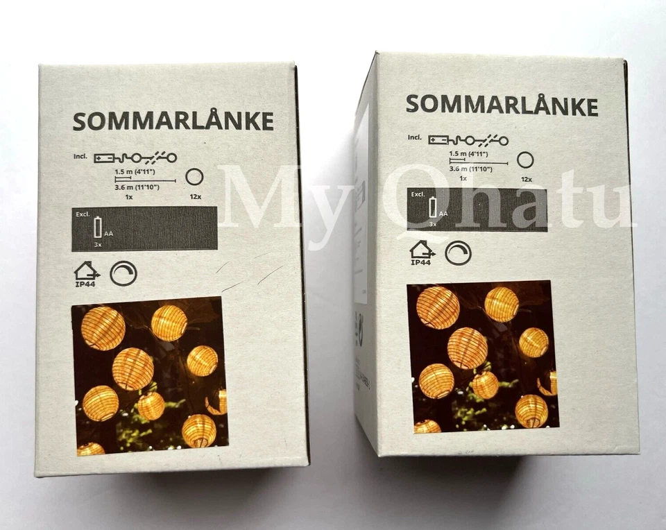 IKEA SOMMARLANKE Yellow Led String Light With 12 Lights 205.446.23