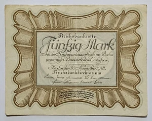 GERMANY 50 Mark Reichsbanknote Funfzig Mark 1918 - Bild 1 von 2