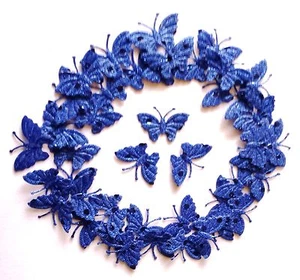 100 mariposas brillantes de tela azul real para artesanía y costura de tarjetas D I Y - Imagen 1 de 1