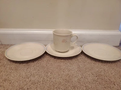 Lot de 3 tasses à thé Corelle 6'' + soucoupes de tasse à thé bandes de... - Photo 1/4