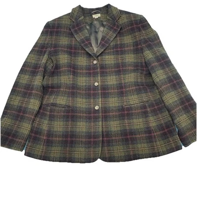 Chaqueta Blazer Vintage LL Bean Lana Cachemira Forrada a Cuadros 3 Botones 18R Foto 1 de 4