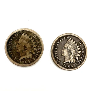Lote de 2 centavos cabeza india 1864. Lote.221 - Imagen 1 de 6