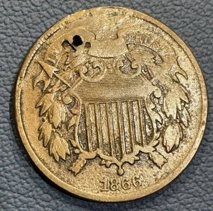 1866 Two-Cent Piece – Classic U.S. Copper Coin - Picture 1 of 2