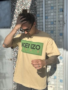Camiseta para hombre KENZO Paris Top Logo Algodón Cacahuete 🥜Beige Vintage Safari Talla L - Imagen 1 de 24