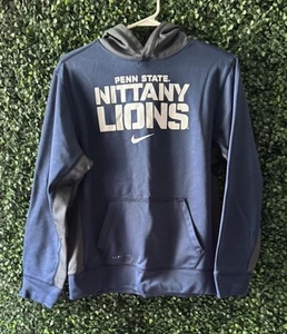 EUC NIKE BOY'S THERMA FIT PENN STATE NITTANY LIONS HOODIE SWEATSHIRT XL Navy/GRY - Picture 1 of 11