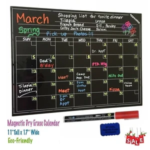 16" x 12" Dry Erase Magnetic Refrigerator Calendar Flexible Board Home Planner - Picture 1 of 8