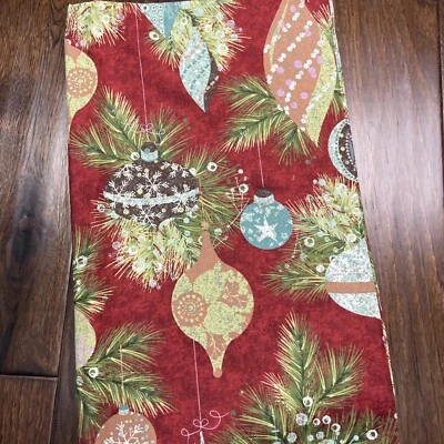 MODA Basic Grey Fruitcake Christmas Ornament Fabric  2 Yards Red Vintage Rare - Image 1 of 4