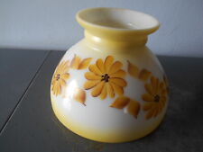 Vintage Hand Painted Yellow Pinwheel Daisies Glass Hurricane Lamp Shade 8" Fitt 