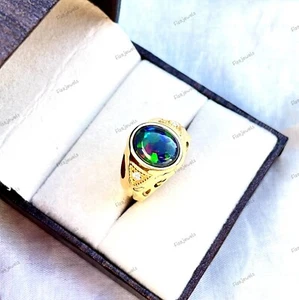 Anello opale nero naturale, anello fatto a mano in argento sterling 925, rega... - Foto 1 di 8