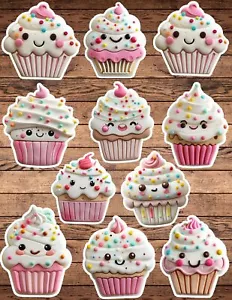 Cute Kawaii Cupcake Die Cut Stickers Set Funny Sticker Laptop Sticker - Picture 1 of 1