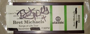Bret Michaels Autograph Ticket November 27, 2003--W/Magnet--Excellent Condition - Picture 1 of 4