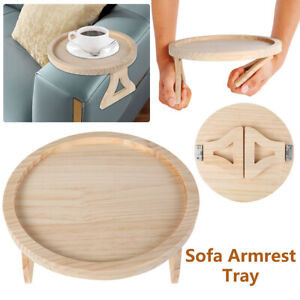 Natural Pine Wood Sofa Side Tables Portable Foldable Sofa Armrest Clip-On ur