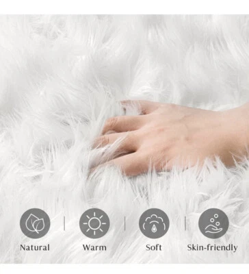 Rainlin 2’x3’ White Modern Indoor Shaggy Area Rug for Bedroom Bath Kids Room - Image 1 of 3