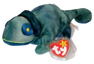 Ty Beanie Baby RAINBOW Chameleon (Dark Blue Fabric) 9" MWMTs Stuffed Animal Toy - Picture 1 of 12