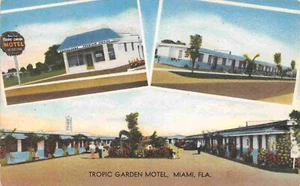 Tropic Garden Motel US 41 Tamiami Trail Miami Florida 1940s linen postcard - Picture 1 of 2