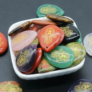 7pcs Crystal Stone Gems Drop Hand Seven Chakra Energy Reiki Healing Pendant - Picture 1 of 23
