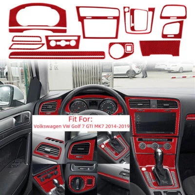 Kit de cubierta interior completo de fibra de carbono roja de 14 piezas para VW Golf 7 GTI MK7 14-19 Foto 1 de 4