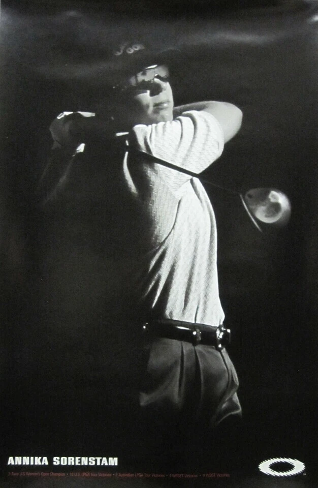 Oakley Golf 1998 Annika Sorenstam revendedor pôster promocional impecável novo estoque antigo - Imagem 1 de 1