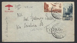 STORIA POSTALE Colonie AOI 1941 Lettera PA da PM 1002 a Firenze (GB1) - Picture 1 of 1