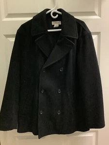 JCREW pea coat jacket, Dark Navy blue, double breasted wool warm Large J Crew - Picture 1 of 9