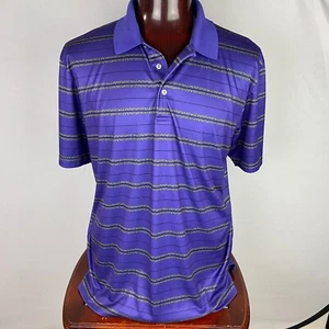 PGA Tour Mens Golf Sports Polo Shirt Purple Grey Striped Logo Sleeve Size XXL - Picture 1 of 7