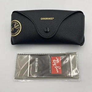 Ray-Ban Sonnenbrillenetui + Tuch schwarz Chromance Pebbled Leder - Bild 1 von 4