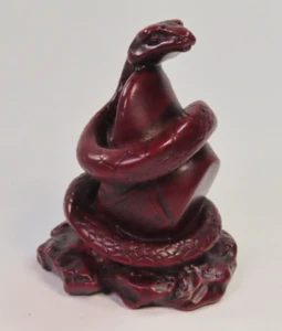 Chinese Zodiac Animal Red Snake Serpent Resin Lucky Feng Shui Figurine 3.5" - Picture 1 of 10