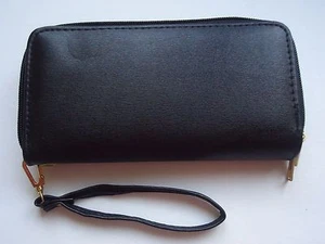Cartera de muñeca con doble cremallera para dama, negra - Imagen 1 de 4