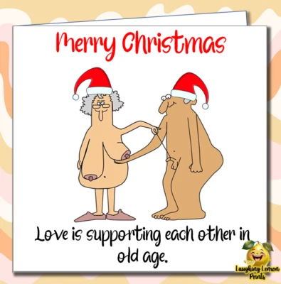 LAUGHING LEMON PRINTS Funny Rude Christmas Card Offensive Xmas Mum Dad Nan Brother Sister Aunty /JU