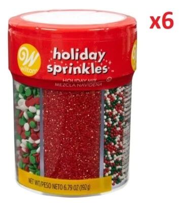 Коробка из 6 рождественских традиционных брызг Wilton на 6 ячеек — кексы, выпечка - Изображение 1 из 4