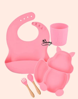 5 Piece kids Silicone Feeding Set/ 5 Teiliges Silikon Kinder Geschirr set - Bild 1 von 2