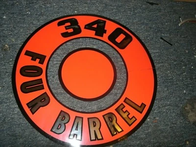 1966 1967 1968 1969 1970 1971 DODGE DART PLYMOUTH DUSTER 340 AIR CLEANER DECALS - Image 1 of 3