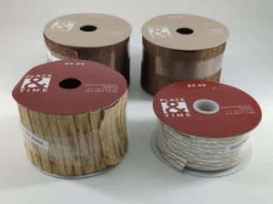WIRED EDGED RIBBON Place & Time Lot Of 4 Rolls Brown 2.5" & 1.5" Rolls - Picture 1 of 6