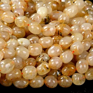 Golden Rutilated Quartz Pebble Nugget 10-11MM 11-12MM 12-13MM Beads (D198) - Picture 1 of 3