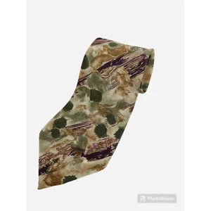 Christian Dior Vintage Monsieur Mens Green Dot Tie Abstract Pattern Brown SILK - Picture 1 of 10