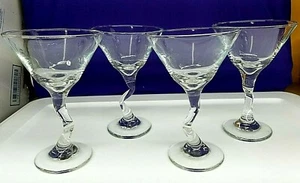 4er SET Z-STIEL KLARE MARTINI GLÄSER / GLAS SEHR KLEINE MÄNGEL SIEHE BILDER - Bild 1 von 12