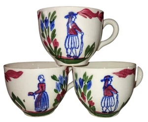 3 tazas Demitasse provinciales campesinas francesas de cerámica sur Blue Ridge de colección - Imagen 1 de 9