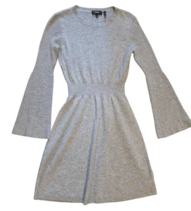 Theory Sweater Dress Women's XS P Grey Cashmere Bell Sleeve Mini Cozy Soft - Picture 1 of 4