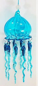 Quallen handgefertigtes Glas blaues Ornament Holliday/Sealife Dekor - Bild 1 von 3