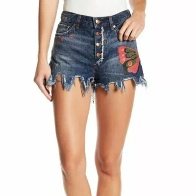 Pantalones Cortos Free People Fields of Sun Mariposa y Floral Pintado Envejecido 28 Foto 1 de 4