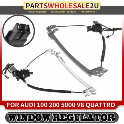 2x Reguladores de ventana eléctrica delanteros diestro y derecho con motor para Audi 100 200 5000 Quattro Foto 1 de 4