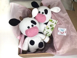  Cow crochet plushie stuffed toy farm animal nursery cow  baby gift handmade  - Picture 1 of 7