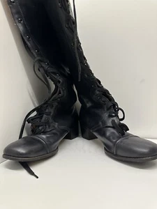 Vintage Crockett & Jones Korsett Schnürstiefel Sherpa Leder Punk Whimsigoth LESEN - Bild 1 von 23