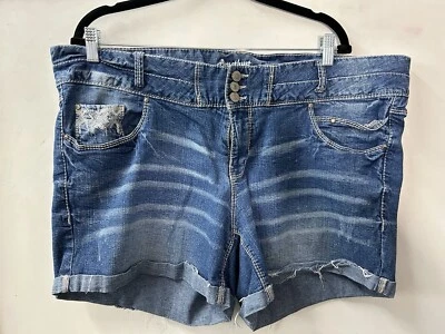 Amethyst Plus Sz 20 Stretchy Denim Distressed Jean Shorts - Image 1 of 4