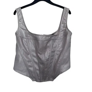 PrettyLittleThing Women’s Sz 12 Gold Textured Metallic Seam Detail Corset NWT - Picture 1 of 9