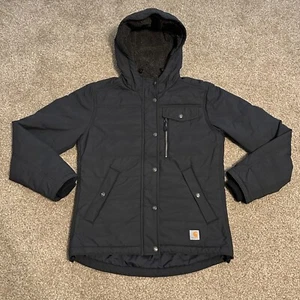 Carhartt Coat Women’s Size XS Utility Jacket 103909 Black Sherpa Lined Hood - Picture 1 of 21