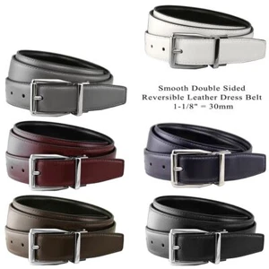 Classic Buckle Reversible Belt Genuine Leather Dress Casual Belt 1-1/8" Wide - Picture 1 of 13